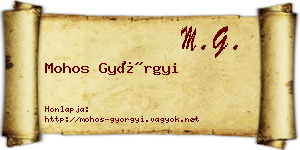 Mohos Györgyi névjegykártya