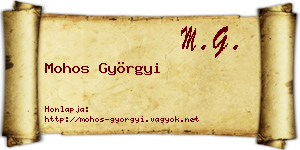 Mohos Györgyi névjegykártya